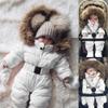 Toddler Baby Boy Girl Snowsuit Infant Cute Hooded Winter Warm Romper Puffer Jacket Essentials Outerwear Clothes (White, 3-6 Months) view 2