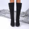 Dressy Boots for Women Sexy Fashion Round Toe Low Heels Knee High Boots Goth Slouchy Riding Boots with Low Heel view 3