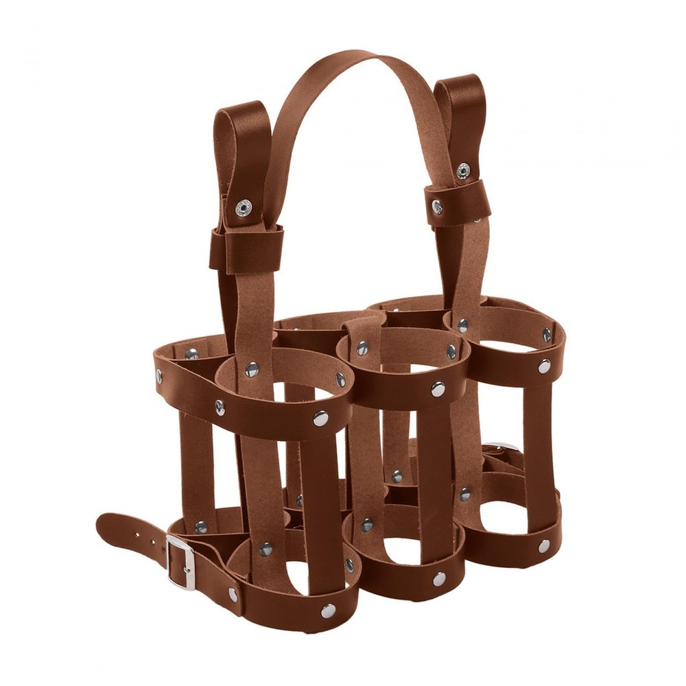 Bike Beer Bottle Carrier Drink Carrier 6 Cups Bike Cup Holder Leather Beer Bottle Holder for Hiking Outdoor Activities Travel, Brown