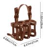 Bike Beer Bottle Carrier Drink Carrier 6 Cups Bike Cup Holder Leather Beer Bottle Holder for Hiking Outdoor Activities Travel, Brown view 3