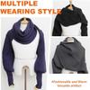 2025 New Scarf with Sleeves for Women,Upgrade Sweater Scarf with Sleeves, Multifunctional Cozy Crochet Wrap (Dark grey) view 3