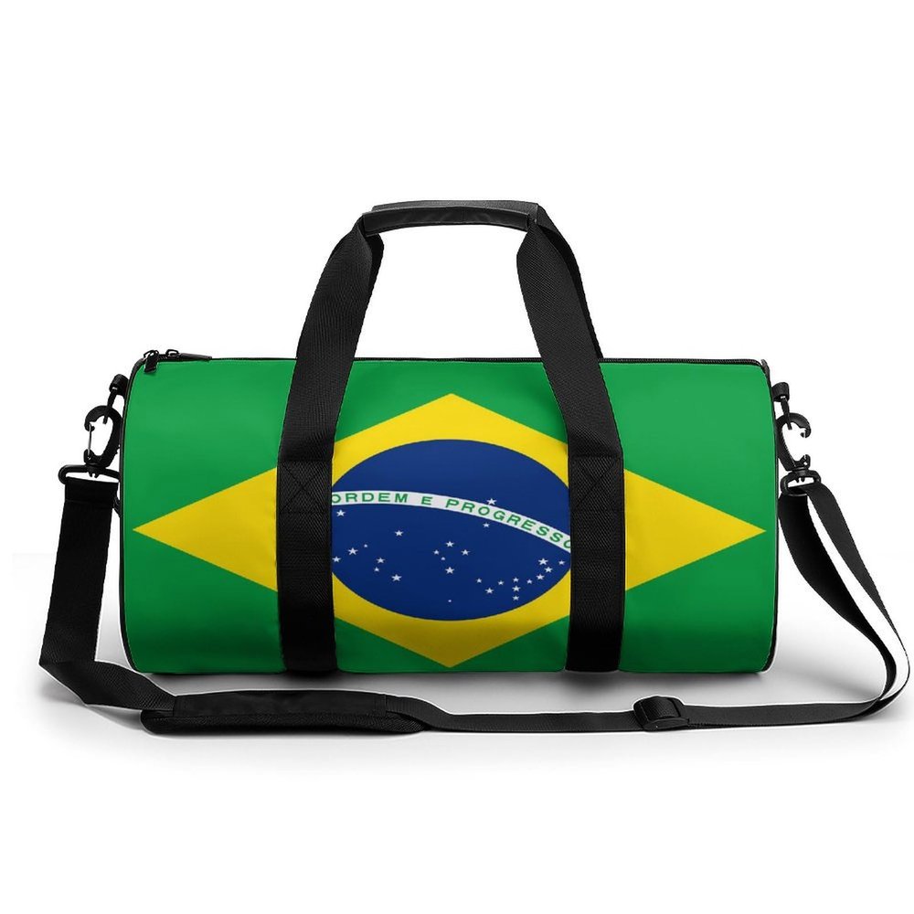 Brazil Flag Large Gym Duffel Bag with Wet Pocket for Men Women Travel Workout