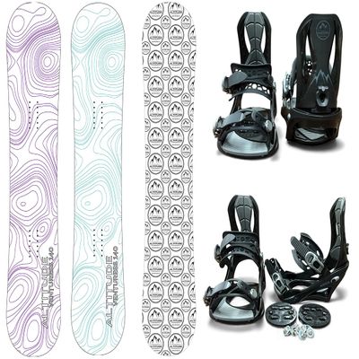 Altitude Women's VENTURESS Beginner Snowboard Package with Rider S/M BINDINGS (Black) Sizes: 6.5-9 (Teal, 145CM)