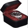 ROTHWELL Single Watch Travel Case | Compact PU Leather Protective Box with Microsuede Interior | Fits Watches & Smartwatches Up to 55mm (Black/Red) view 1