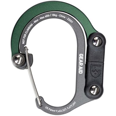 GEAR AID HEROCLIP Carabiner Clip and Hook (Mini) for Travel, Luggage, and Small Bags, Forest Green