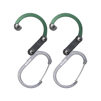 GEAR AID HEROCLIP Carabiner Clip and Hook (Mini) for Travel, Luggage, Purse and Small Bags, Forest Green, 2 Pack
