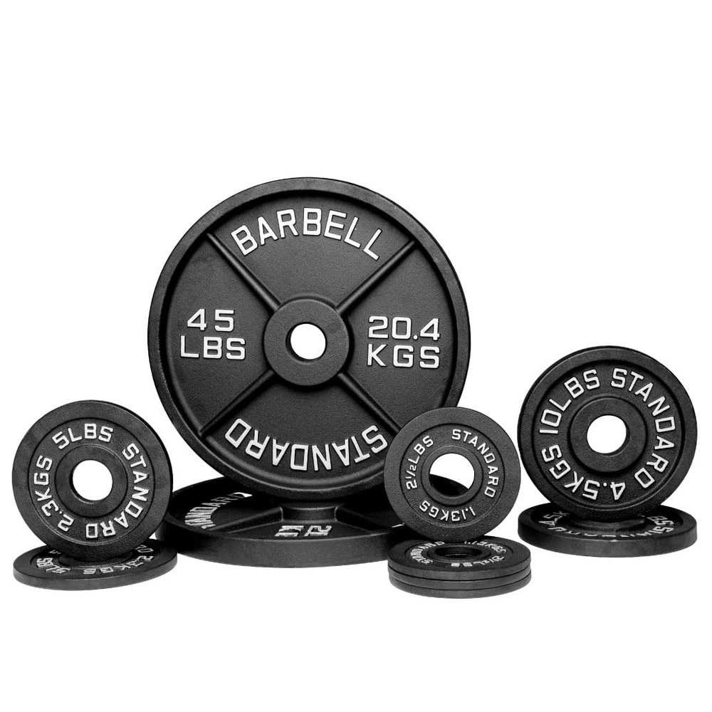 130 lb Weight Plate Set from Barbell Standard | Powder Coated & Extremely Durable | Fits 2" Olympic StandardBars | 2% Tolerance Guarantee