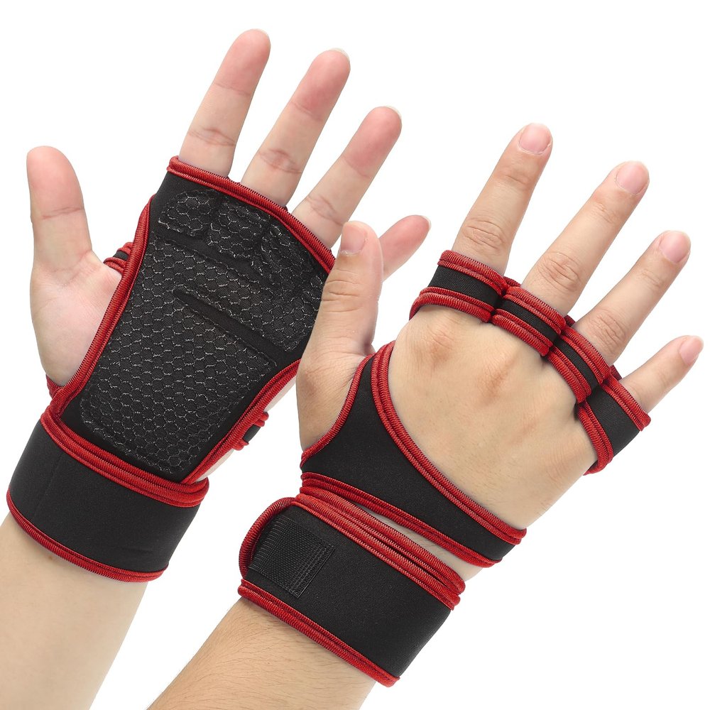PATIKIL Workout Gloves, Weight Lifting Gloves for Men and Women, Gym Gloves for Cycling Sports Training Fitness, Size M, Red