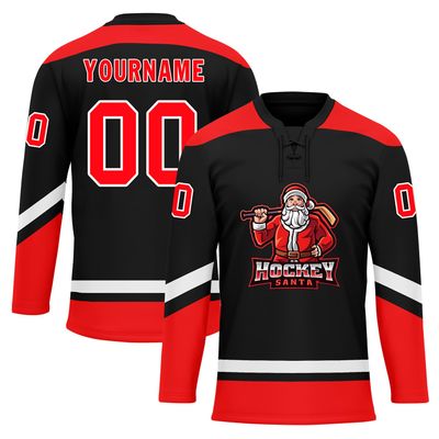 Onegam Custom Christmas Hockey Jersey for Men Women Youth, Santa Claus Ice Hockey Practice Uniform Sports Training Outfit