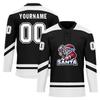 Onegam Custom Christmas Hockey Jersey for Men Women Youth, Santa Claus Ice Hockey Practice Uniform Sports Training Outfit Black White view 1