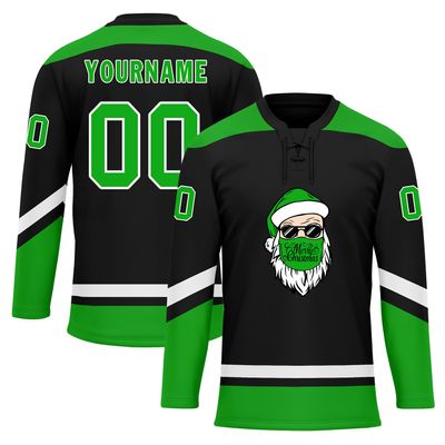 Onegam Custom Christmas Hockey Jersey for Men Women Youth, Santa Claus Ice Hockey Practice Uniform Sports Training Outfit