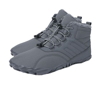 ODIPON Men's Winter Hiking Shoes Barefoot Boots, Warm Snow Boots, Barefoot Boots, Wide Waterproof Hiking Boots, Naked Boots (Gray,11)