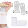 heqxwl 2PCS Gymnastics Hand Grips Gloves Wristbands, Gymnastic Hand Grips Gymnastic Bar Palm Protection and Wrist Support Sports Accessories for Boys Girls Youth Kids Workout and Exercise (White, S) view 1