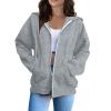 Womens Zip Up Hoodies Cozy Soft Fleece Jacket Comfy Casual Cute Oversized Sweatshirts Trendy Plain Thumb Hole Hooded Sweatshirt Fitted Workout Sweat Jackets Cotton Warm Fleece Lined Thick Winter Coats view 2