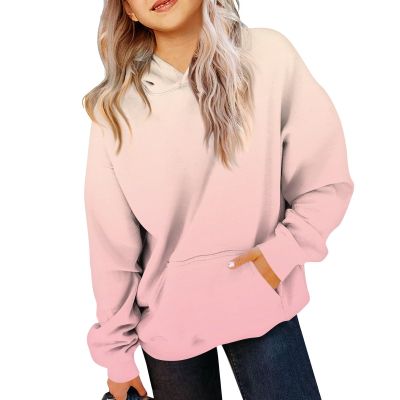 GAANBODI Hoodies for Teen Girls Cute Trendy Preppy Hooded Pocket Sweatshirts Long Sleeve Gradient Shirts Pullover 01-Pink 13-14 Years