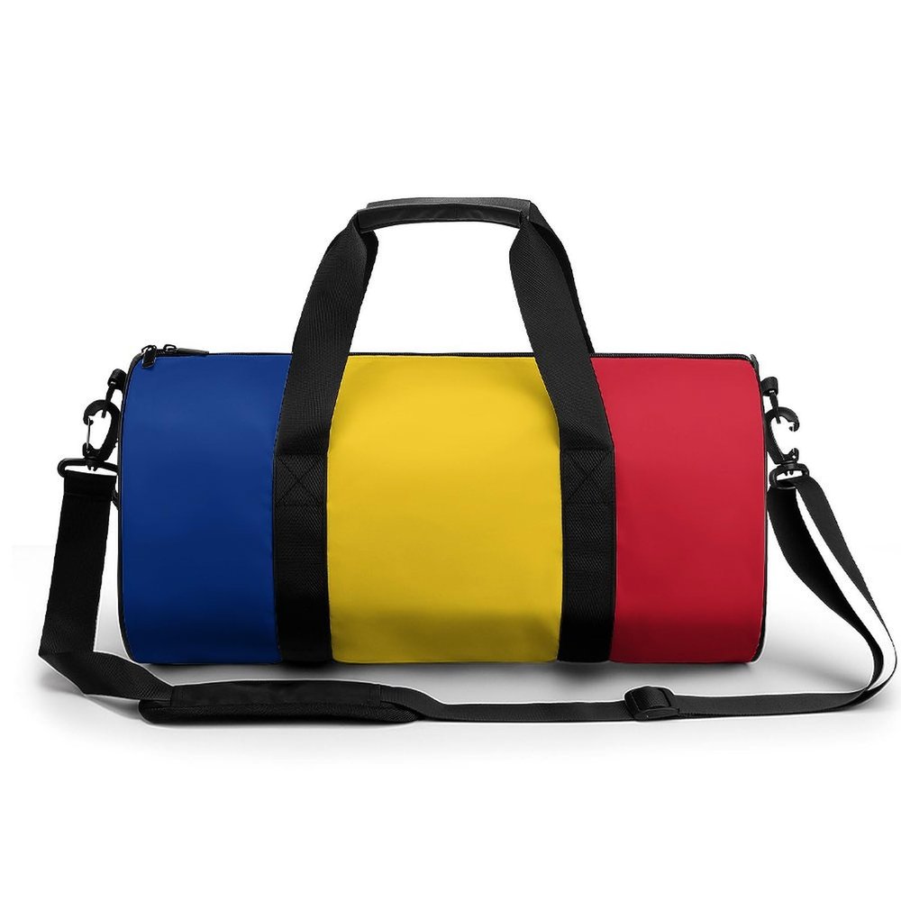 Romanian Flag Waterproof Gym Bag with Shoe Compartment Sports Duffel for Travel Beach