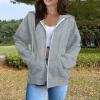 Zip Up Hoodie Women Soft Cozy Fleece Jacket Casual Comfy Cute Oversized Sweatshirts Trendy Plain Thumb Hole Hooded Sweatshirt Fitted Athletic Sweat Jackets Cotton Warm Fleece Lined Thick Winter Coats view 3