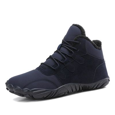 WBHGDWQP Men's Winter Snow Boots Comfortable Warm Plush Lined Outdoor Non-Slip Winter Boots Men's Lightweight Hiking Boots (Dark Blue,6)