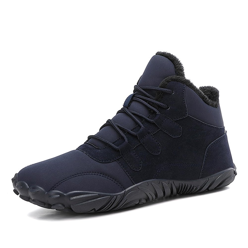 WBHGDWQP Men's Winter Snow Boots Comfortable Warm Plush Lined Outdoor Non-Slip Winter Boots Men's Lightweight Hiking Boots (Dark Blue,6)