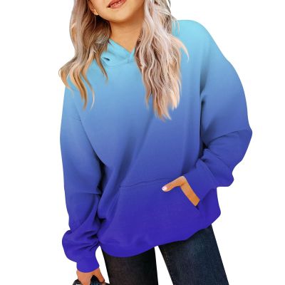 GAANBODI Hoodies for Teen Girls Cute Trendy Preppy Hooded Pocket Sweatshirts Long Sleeve Gradient Shirts Pullover 01-Blue 11-12 Years