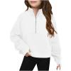 LRMQS girls clothes size 10 12 Girls Half Zipper Sweatshirts Cute Trendy Fall Pullover Crop Tops for Teen Girls Long Sleeve Sweater Clothes Thumb Hole view 1