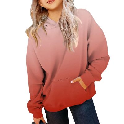 GAANBODI Hoodies for Teen Girls Cute Trendy Preppy Hooded Pocket Sweatshirts Long Sleeve Gradient Shirts Pullover 01-Red 7-8 Years