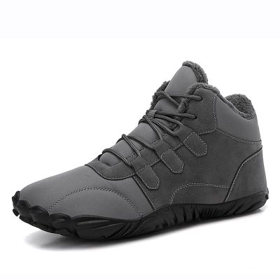 WBHGDWQP Men's Winter Snow Boots Comfortable Warm Plush Lined Outdoor Non-Slip Winter Boots Men's Lightweight Hiking Boots (Gray,11)