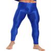 Riismen Mens Glossy Athletic Compression Pants Skinny Leggings for Yoga Running Gym Fitness Workout Blue Medium view 4