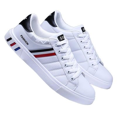 Clolinde Plus Size Men's Trendy Street Style Low Top Skateboard Shoes, Comfy Non Slip Lace Up Durable Sneakers for Men's Outdoor Activities (White Red,10.5)