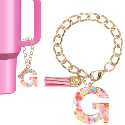 PATIKIL Letter Charm for Stanley Tumbler Cup, Cute Initial G Charm Accessories for Stanley Tumbler Handle Keychain Personalized Charm for Women, Pink