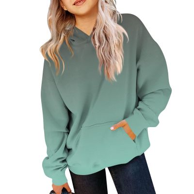 GAANBODI Hoodies for Teen Girls Cute Trendy Preppy Hooded Pocket Sweatshirts Long Sleeve Gradient Shirts Pullover 01-Green 13-14 Years