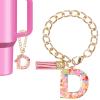PATIKIL Letter Charm for Stanley Tumbler Cup, Cute Initial D Charm Accessories for Stanley Tumbler Handle Keychain Personalized Charm for Women, Pink view 1