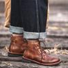 Dressnu Work Motorcycle Boots Men's Boots Motorcycle Boots Lace-Up Faux PU Brown 7.5 view 2