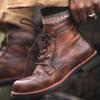 Dressnu Work Motorcycle Boots Men's Boots Motorcycle Boots Lace-Up Faux PU Brown 7.5 view 4