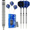 Formula Sports 90% Tungsten Darts Metal Tip Set 21g/22g/23g/24g, Professional Steel Tip Darts Set with Aluminum Shafts, Tungsten Barrels, Extra Flights, Dart Sharpener, Gift Box (Silver, 24g) view 1
