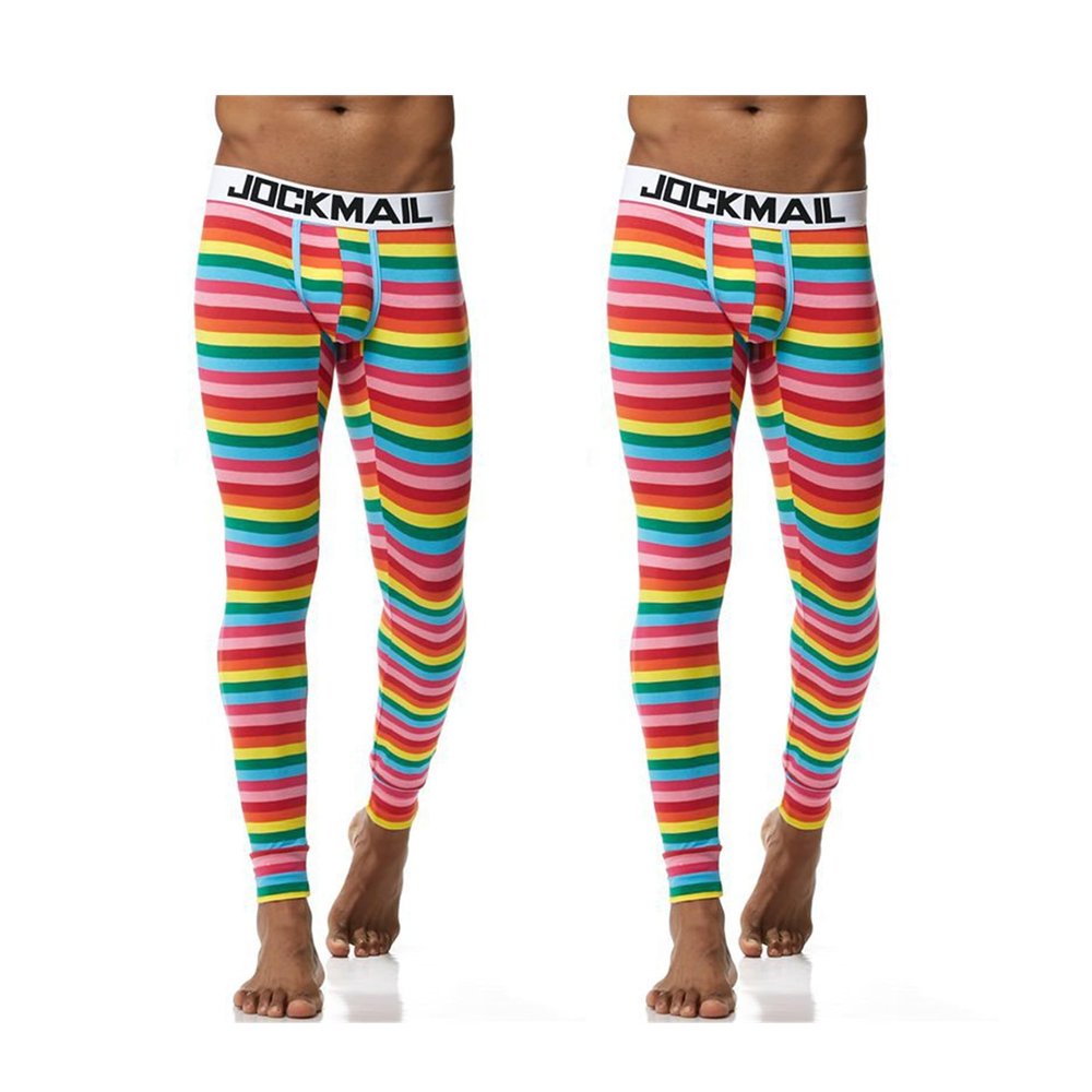 JOCKMAIL Men's Thermal Underwear Pants Mens Cotton Underwear Thermal Leggings Base Layer Bottoms (US, Alpha, Medium, Regular, Regular, Red+Red)