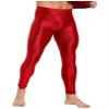 Riismen Mens Glossy Athletic Compression Pants Skinny Leggings for Yoga Running Gym Fitness Workout Burgundy Medium view 4