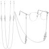 Frienda 2 Pieces Glass Chains Bat Goth Sunglasses Eyeglass Eyewear Lanyard Halloween Party Accessories for Women Men(Silver) view 1
