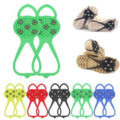 Universal Non-Slip Gripper Spikes, 2026 Upgrade Universal Gripper Spikes Non Slip Shoe Grips, Traction Cleats Ice Snow Grips Anti Slip Silicone for Hiking Walking Climbing FishingGreen, Child