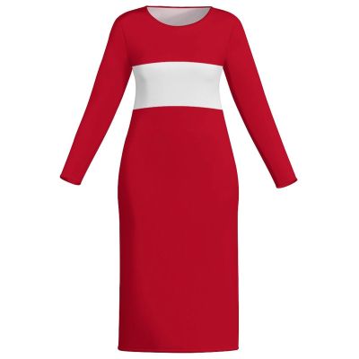 Adugen Origei Women's Temperament Long Sleeve Dress Austria Flag Work Dress Ladies Body Daily Dress for Women 5XL