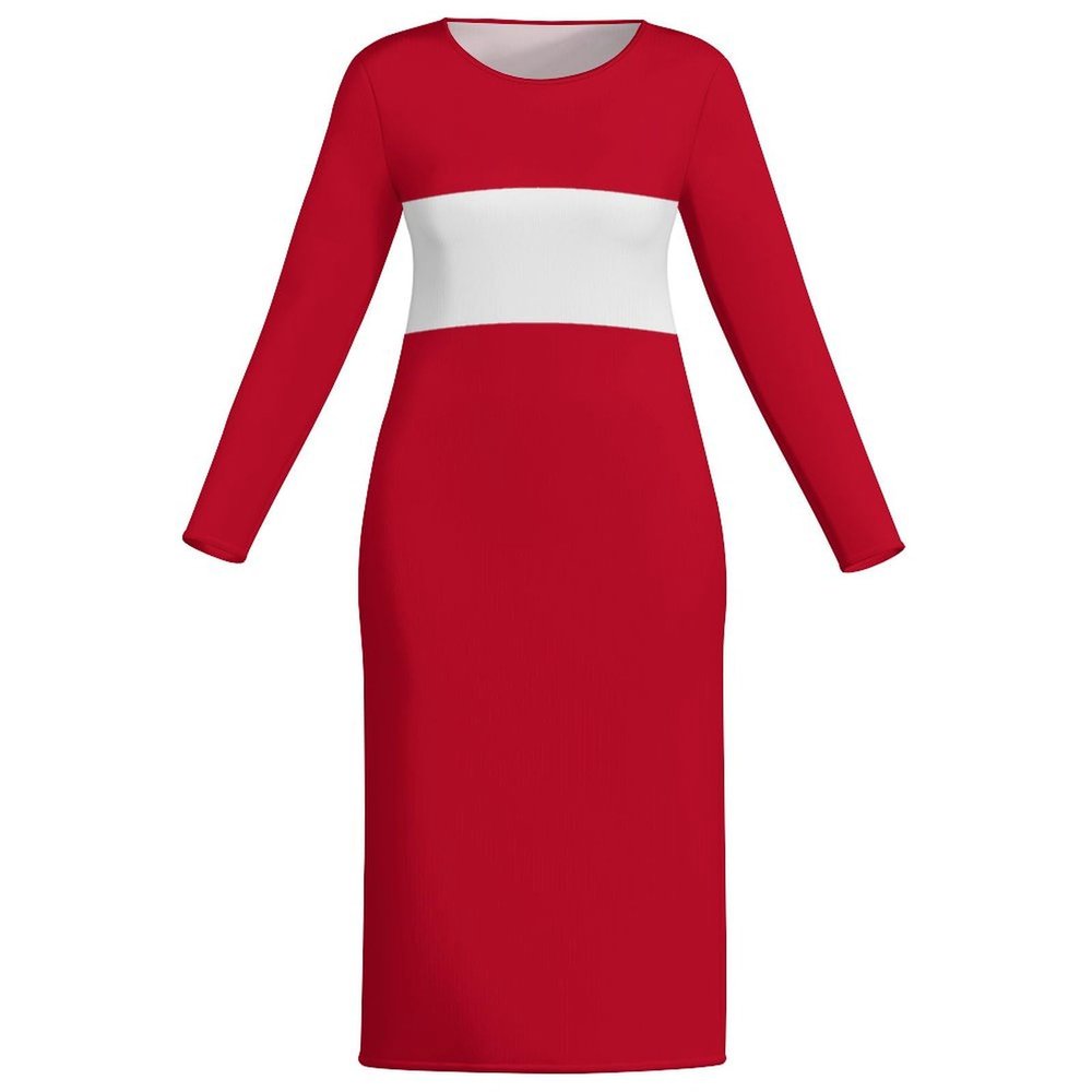 Adugen Origei Women's Temperament Long Sleeve Dress Austria Flag Work Dress Ladies Body Daily Dress for Women 5XL