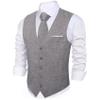 Barry.Wang Mens Plaid Suit Waistcoat Wool Blend Tailored Collar/V-neck 3 Pocket Check Vest Formal/Leisure view 1