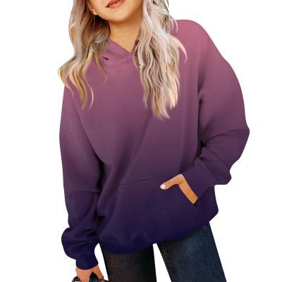 GAANBODI Hoodies for Teen Girls Cute Trendy Preppy Hooded Pocket Sweatshirts Long Sleeve Gradient Shirts Pullover 02-Purple 9-10 Years