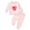 BeQeuewll Baby Girl Valentines Day Outfit Long Sleeve Heart Checkerboard Print Sweatshirt Plaid Pants 2Pcs Valentine Clothes (Mini Pink, 0-6 Months) view 1