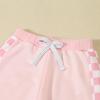 BeQeuewll Baby Girl Valentines Day Outfit Long Sleeve Heart Checkerboard Print Sweatshirt Plaid Pants 2Pcs Valentine Clothes (Mini Pink, 0-6 Months) view 4