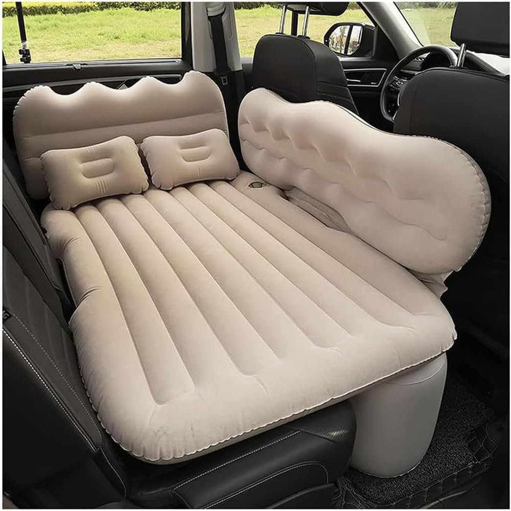JZWSD Car Inflatable Mattress for BMW X1 (U11) vanaf 2022 Portable Flocking Air Mattress Camping Travel Mattress Auto Accessories,Beige