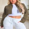 RomMoon Women's Cropped Jacket Casual Zip Up Long Sleeve Lapel Crop Tops Jackets Coat view 3