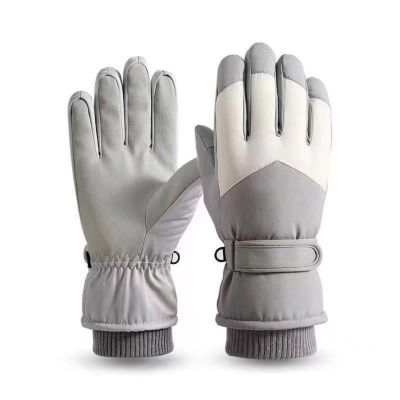 KXWDKJ Ski Snow Gloves with Touchscreen Fingers Waterproof Snowboard Gloves for Running Skiing Cycling Driving Snow Shoveling (Grey White)