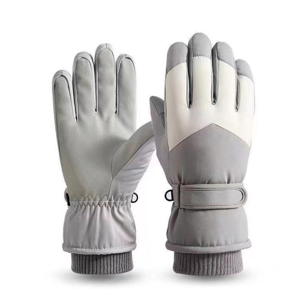 KXWDKJ Ski Snow Gloves with Touchscreen Fingers Waterproof Snowboard Gloves for Running Skiing Cycling Driving Snow Shoveling (Grey White)