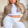 RomMoon Women's Cropped Jacket Casual Zip Up Long Sleeve Lapel Crop Tops Jackets Coat view 3